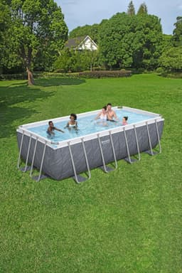 Piscine hors sol Piscine hors sol rectangle Power Steel™ 488 x 244 x 122 cm motif marbre avec filtre à cartouche, échelle, bâche Bestway 3