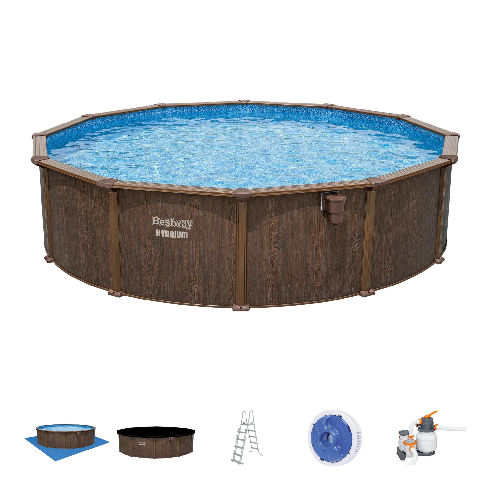 Piscine hors sol Piscine acier hors sol ronde Hydrium 550 x 130 cm effet bois Bestway 1