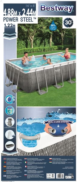 Piscine hors sol Piscine hors sol rectangle Power Steel 488 x 244 x 122 cm rotin gris Bestway 7