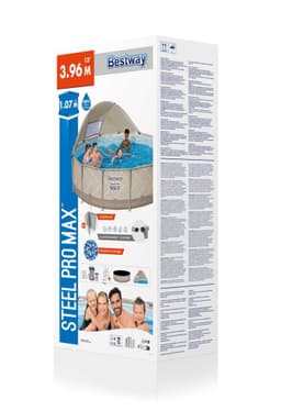 Piscine hors sol Piscine hors sol ronde Steel Pro Max™ 396 x 107 cm motif rayé avec filtre à cartouche, bâche, auvent, échelle Bestway 4