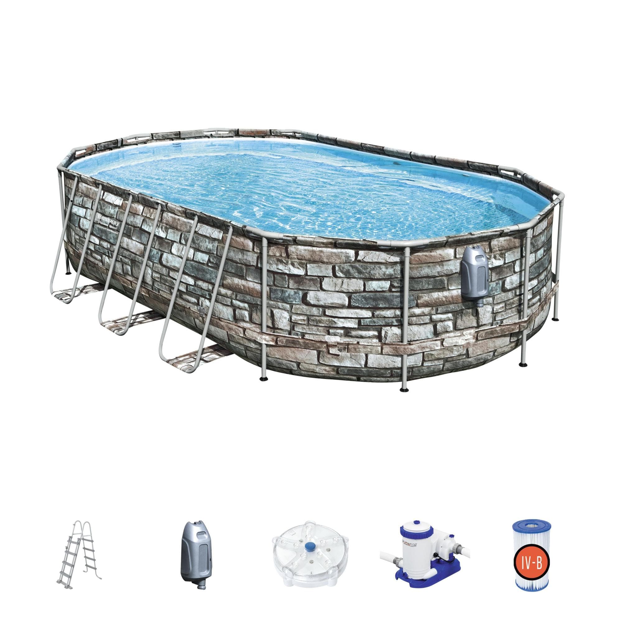 Piscine hors sol Piscine hors sol ovale Power Steel Comfort Jet 610 x 366 x 122 cm Bestway 1