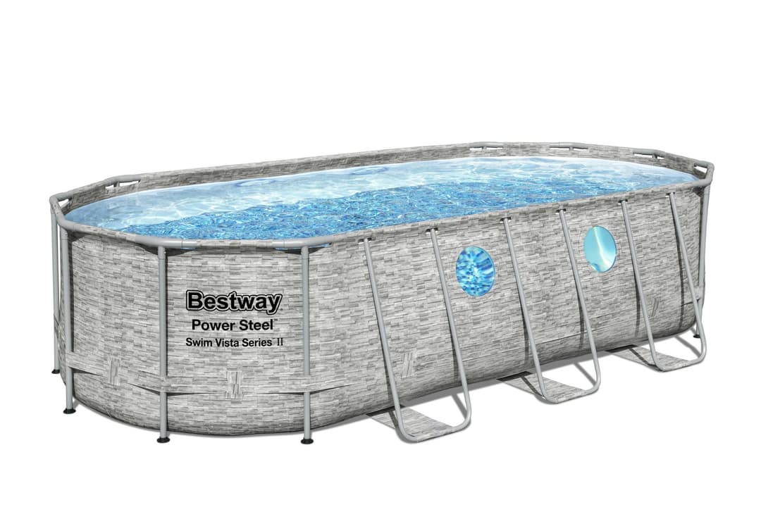 Piscine hors sol Piscine hors sol ovale Power Steel Swim Vista pierres 549x274x122cm Bestway 5
