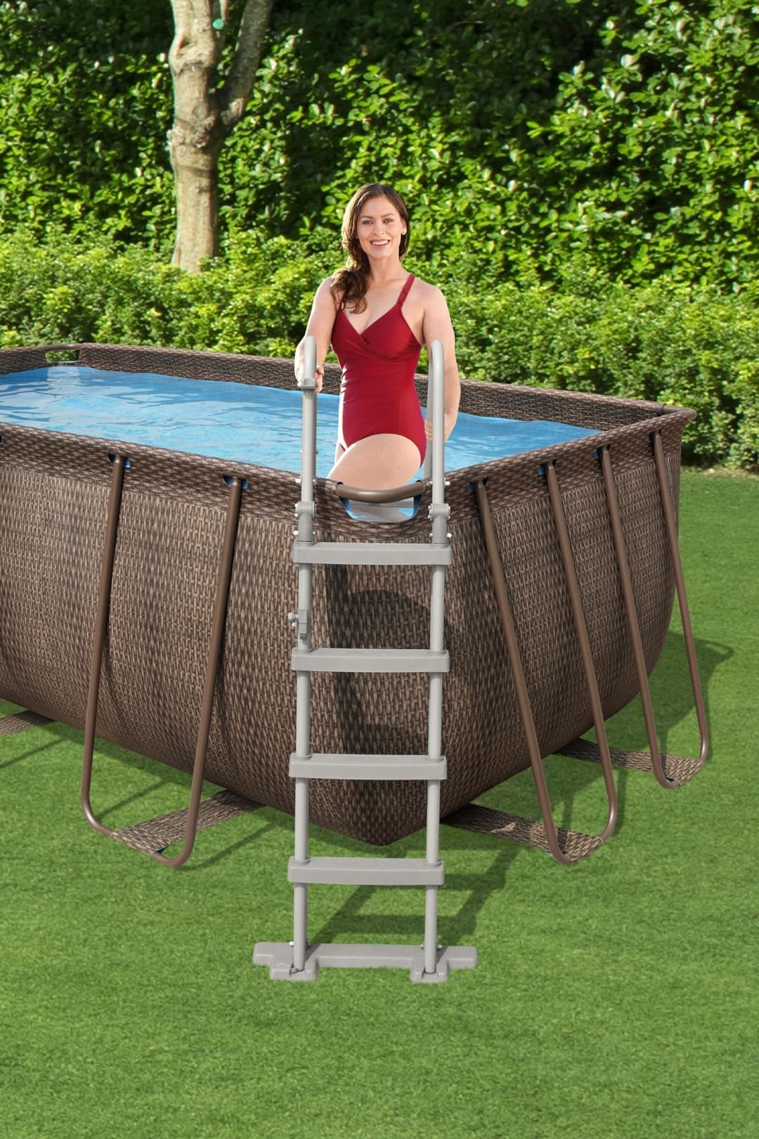 Piscine hors sol Piscine hors sol rectangle Power Steel 412 x 201 x 122 cm rotin marron Bestway 5