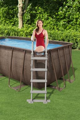 Piscine hors sol Piscine hors sol rectangle Power Steel 412 x 201 x 122 cm rotin marron Bestway 5