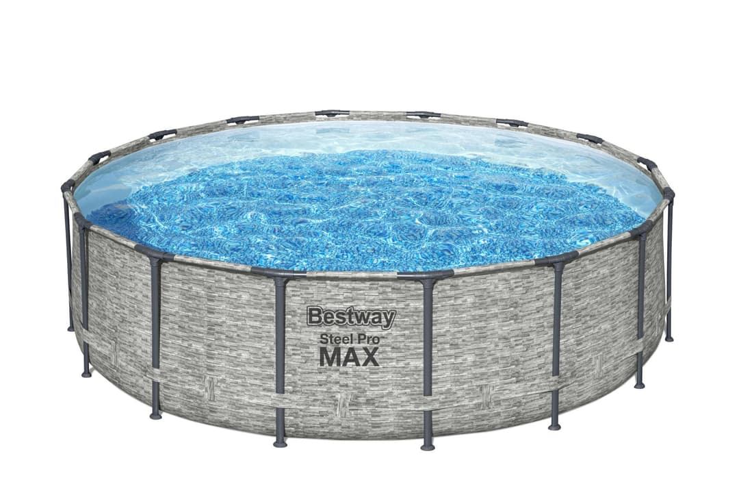 Piscine hors sol Piscine hors sol ronde Steel Pro Max 488 x 122 cm décor pierres Bestway 3