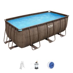 Piscine hors sol Piscine hors sol rectangle Power Steel 412 x 201 x 122 cm rotin marron Bestway 1