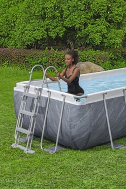 Piscine hors sol Piscine hors sol rectangulaire 404x201x100 cm Steel Pro max décor marbre Bestway 6