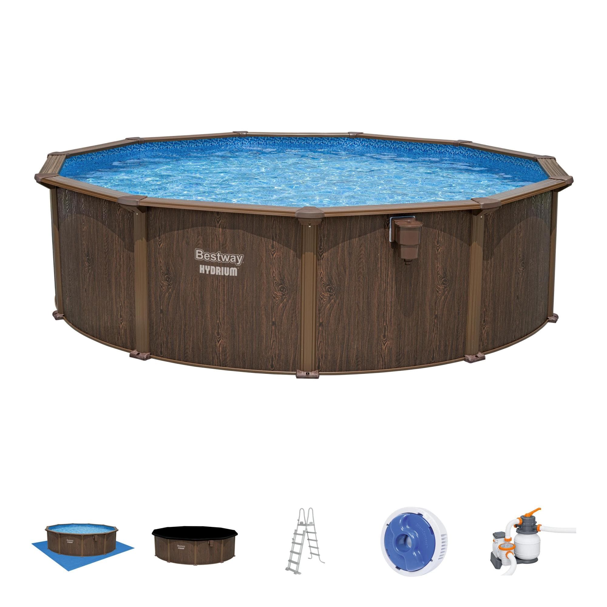 Piscine hors sol Piscine acier hors sol ronde Hydrium 490 x 130 cm effet bois Bestway 1