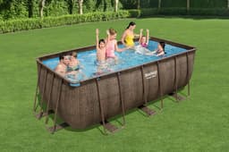 Piscine hors sol Piscine hors sol rectangle Power Steel 412 x 201 x 122 cm rotin marron Bestway 4
