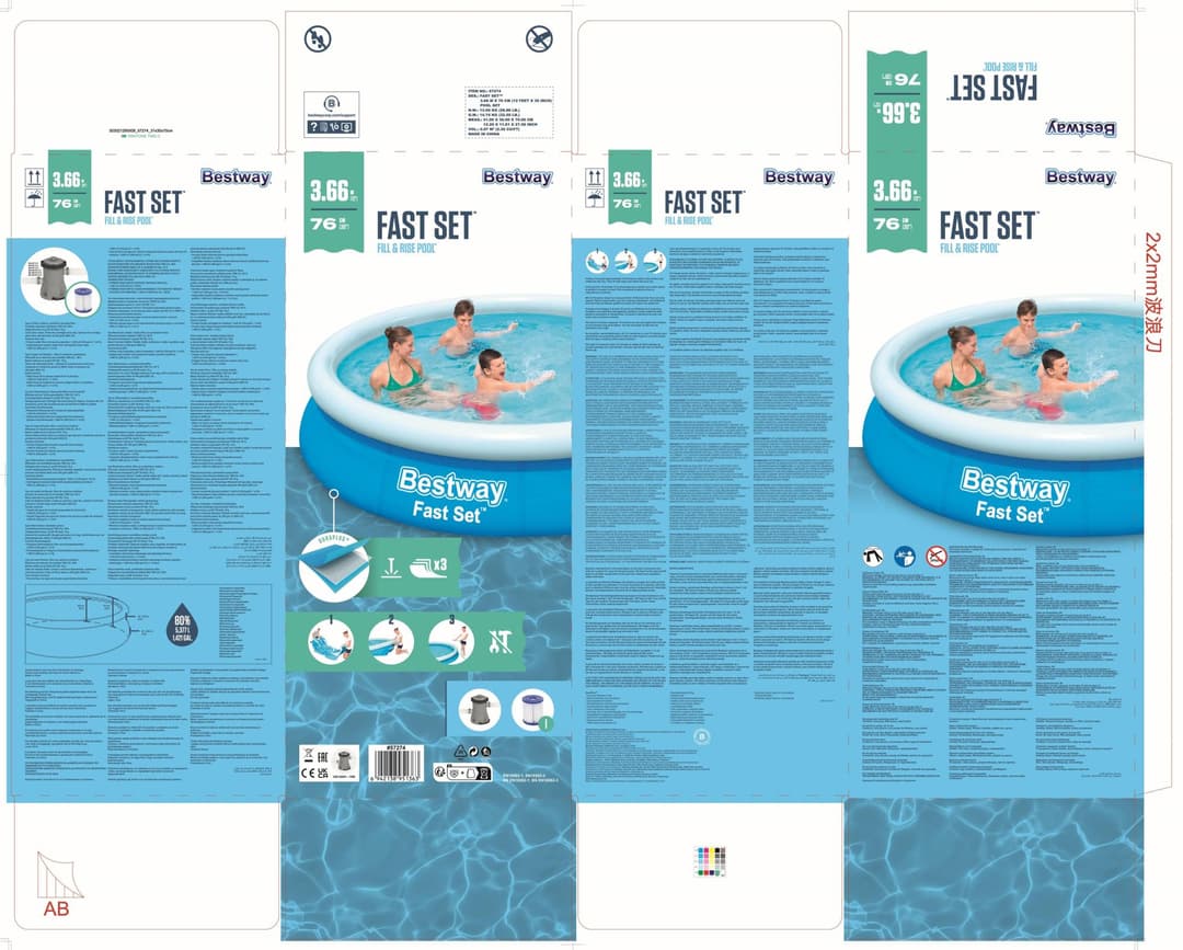Piscine hors sol Piscine autoportante ronde Fast Set 366 x 76 cm avec filtration Bestway 4