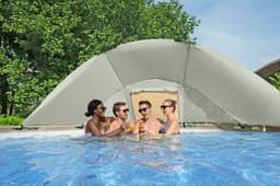 Piscine hors sol Piscine hors sol ronde Power Steel avec auvent 396x107cm rotin beige Bestway 7