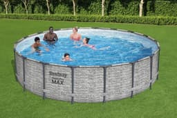 Piscine hors sol Piscine hors sol ronde Steel Pro Max 549 x 122 cm décor pierres Bestway 2