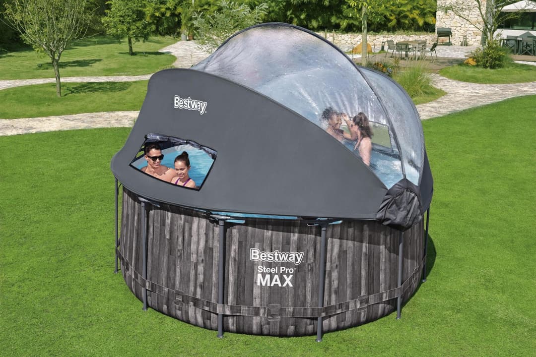 Piscine hors sol Piscine hors sol ronde Steel Pro Max™ 366 x 122 cm effet bois avec filtre à cartouche, auvent, échelle, bâche Bestway 2