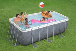 Piscine hors sol Piscine hors sol rectangle Power Steel 412 x 201 x 122 cm décor marbre Bestway 6