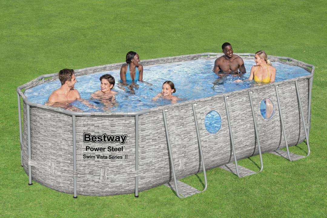 Piscine hors sol Piscine hors sol ovale Power Steel Swim Vista pierres 549x274x122cm Bestway 3