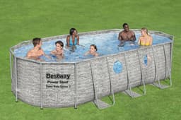 Piscine hors sol Piscine hors sol ovale Power Steel Swim Vista pierres 549x274x122cm Bestway 3