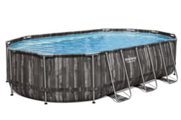 Piscine hors sol Piscine hors sol ovale Power Steel 610 x 366 x 122cm décor bois Bestway 4