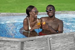 Piscine hors sol Piscine hors sol ovale Power Steel Swim Vista pierres 427x250x100cm  Bestway 6