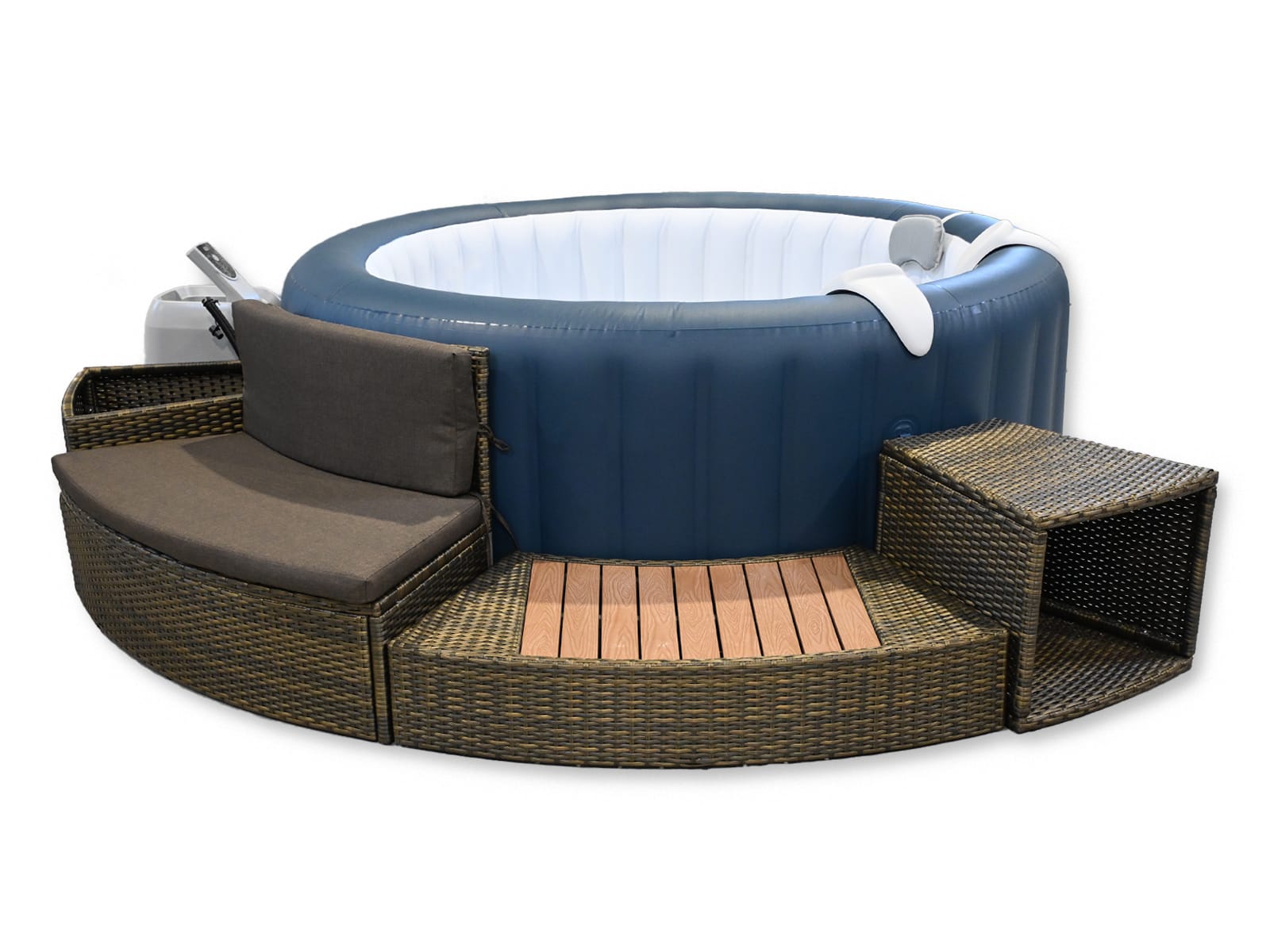 Accessoires Spa Habillage spa rond en rotin brun 180cm Bestway 1
