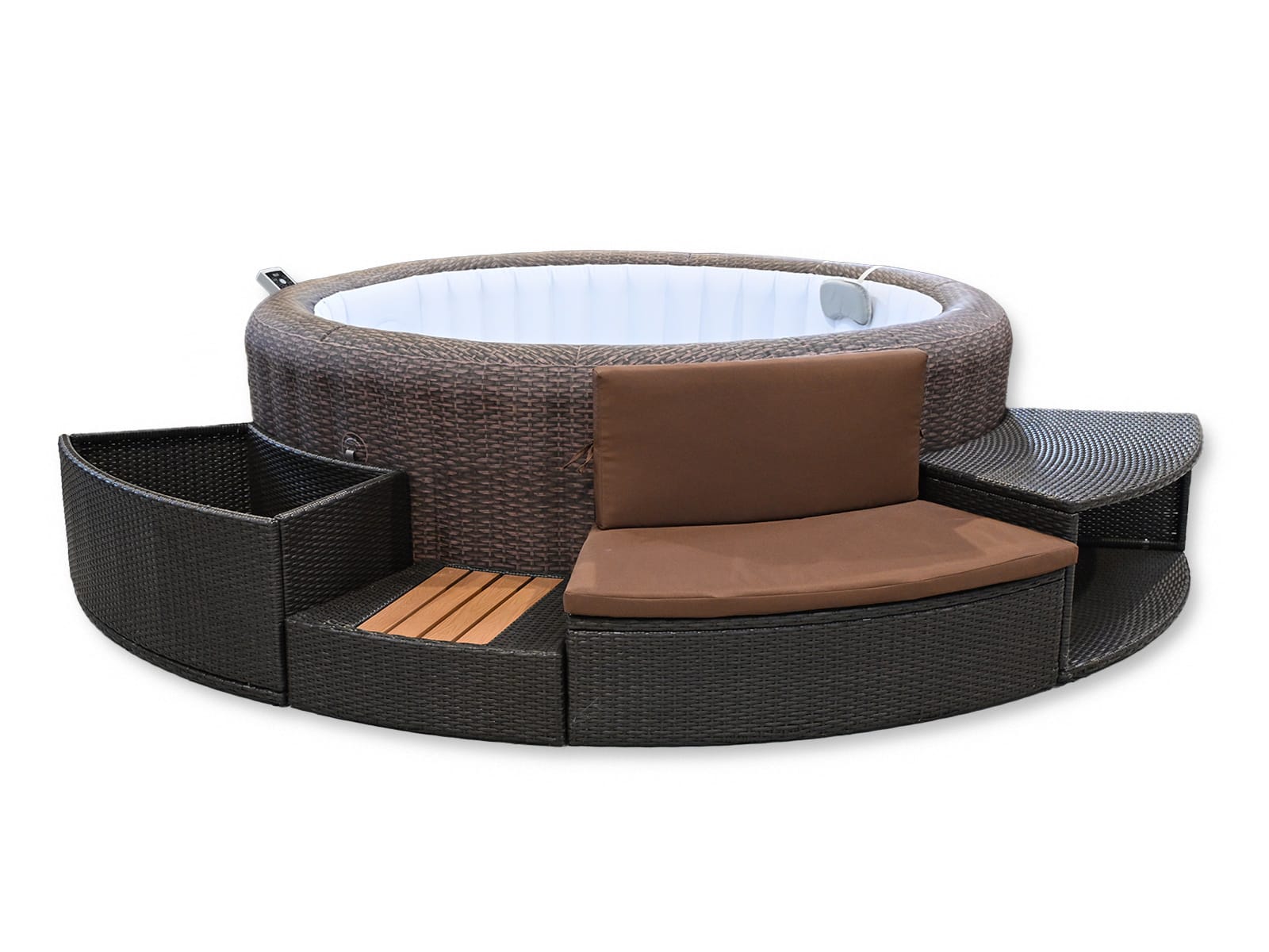 Accessoires Spa Habillage spa rond en rotin brun 200 cm Bestway 1