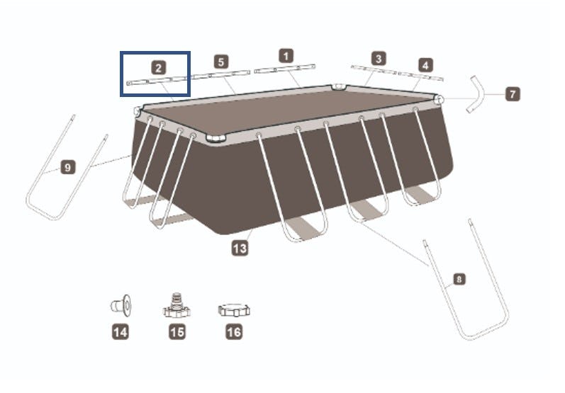 Pièces Détachées Montant horizontal "B" pour piscines Power Steel™ Bestway®  282 / 404 / 412 cm Bestway 3