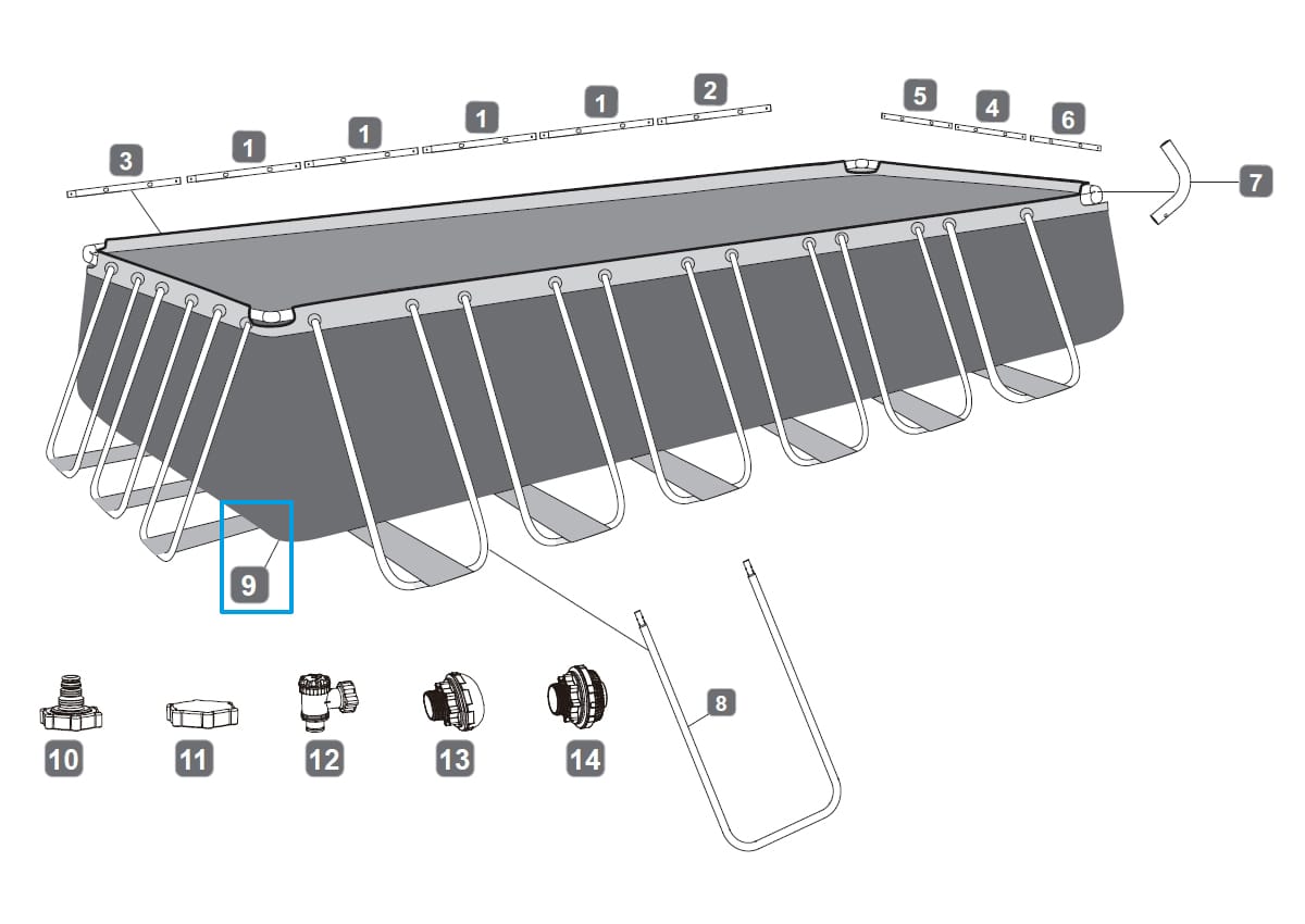 Pièces Détachées Liner pour piscine rectangulaire 956 x 488 x 132 cm Bestway 2