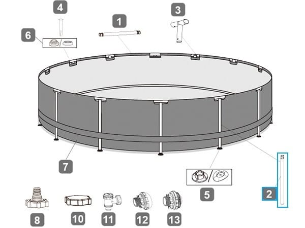 Pièces Détachées Pied vertical pour Piscines Power Steel™ Bestway® 488/549 x 122 cm (2022) Rondes Bestway 3