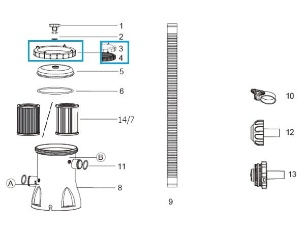 Pièces Détachées Bague de serrage pour filtration cartouche  Flowclear™  Bestway® (2 006/3 028/3 785/5 678 l/h) Bestway 2