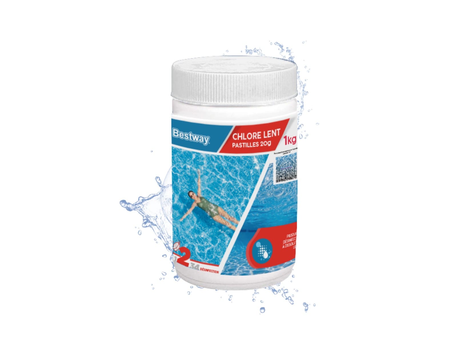 Accessoires Piscine Chlore Lent- Pastilles 20G  Boite De 1 Kg Bestway 1