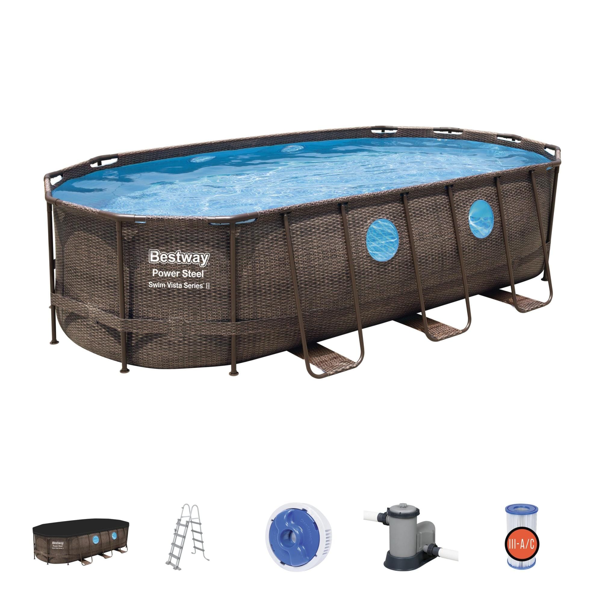 Piscine hors sol Piscine hors sol ovale Power Steel Swim Vista rotin 549 x 274 x 122 cm Bestway 1