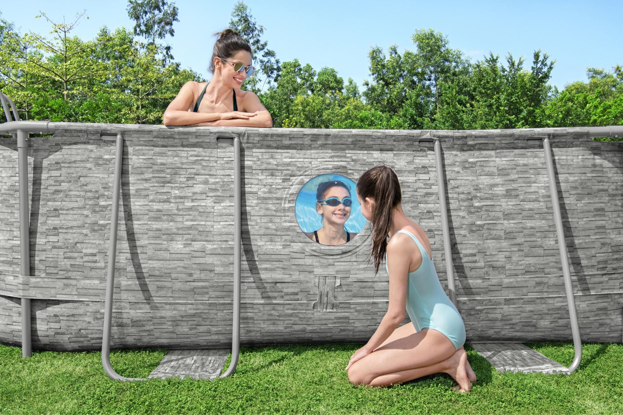 Piscine hors sol Piscine hors sol ovale Power Steel Swim Vista pierres 488x305x107cm Bestway 4