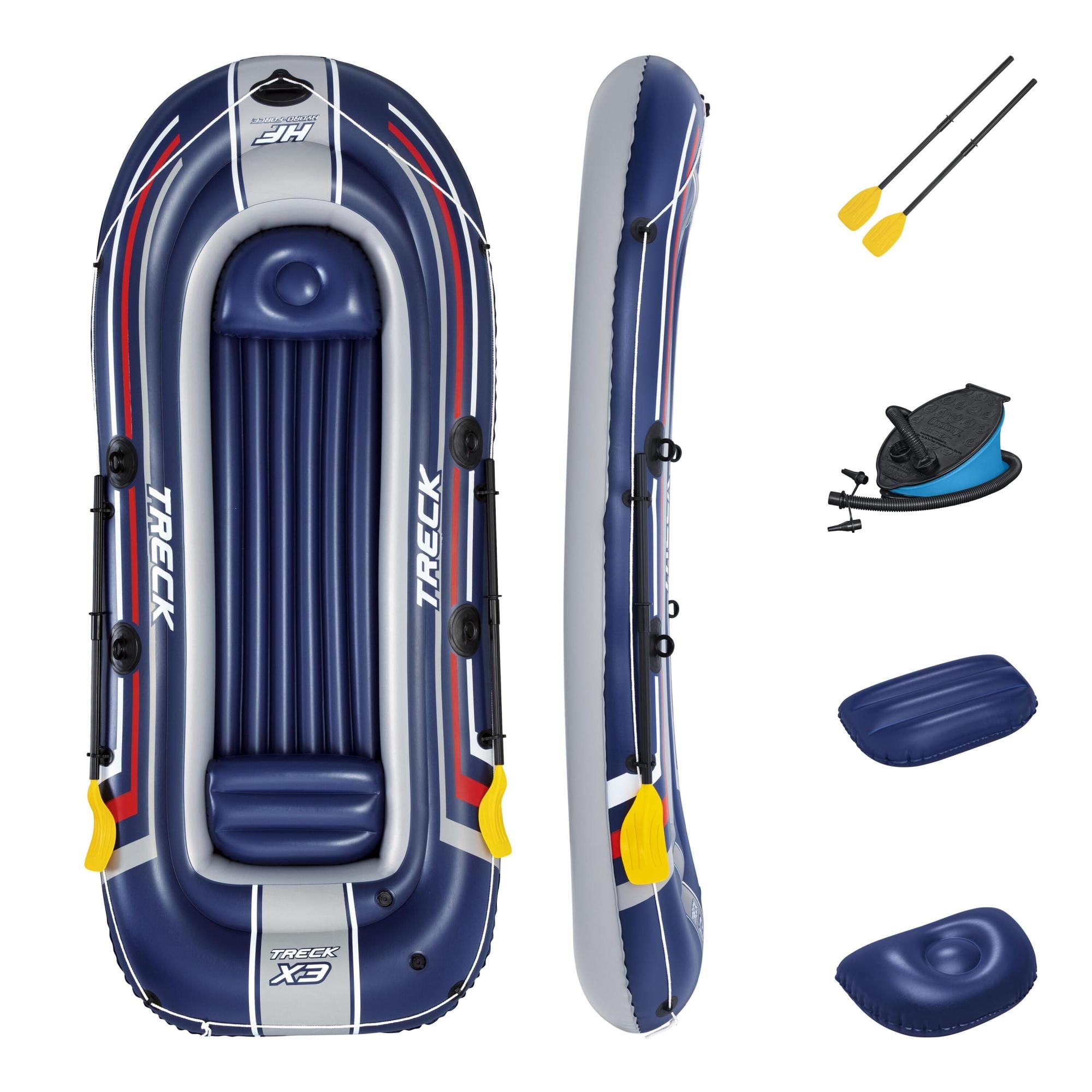 Bateaux, paddle et kayak Bateau gonflable Treck X3 set Hydro-Force™, 307 x 126 cm, 3 adultes et 1 enfant, 2 pagaies et une pompe à pied Bestway 1
