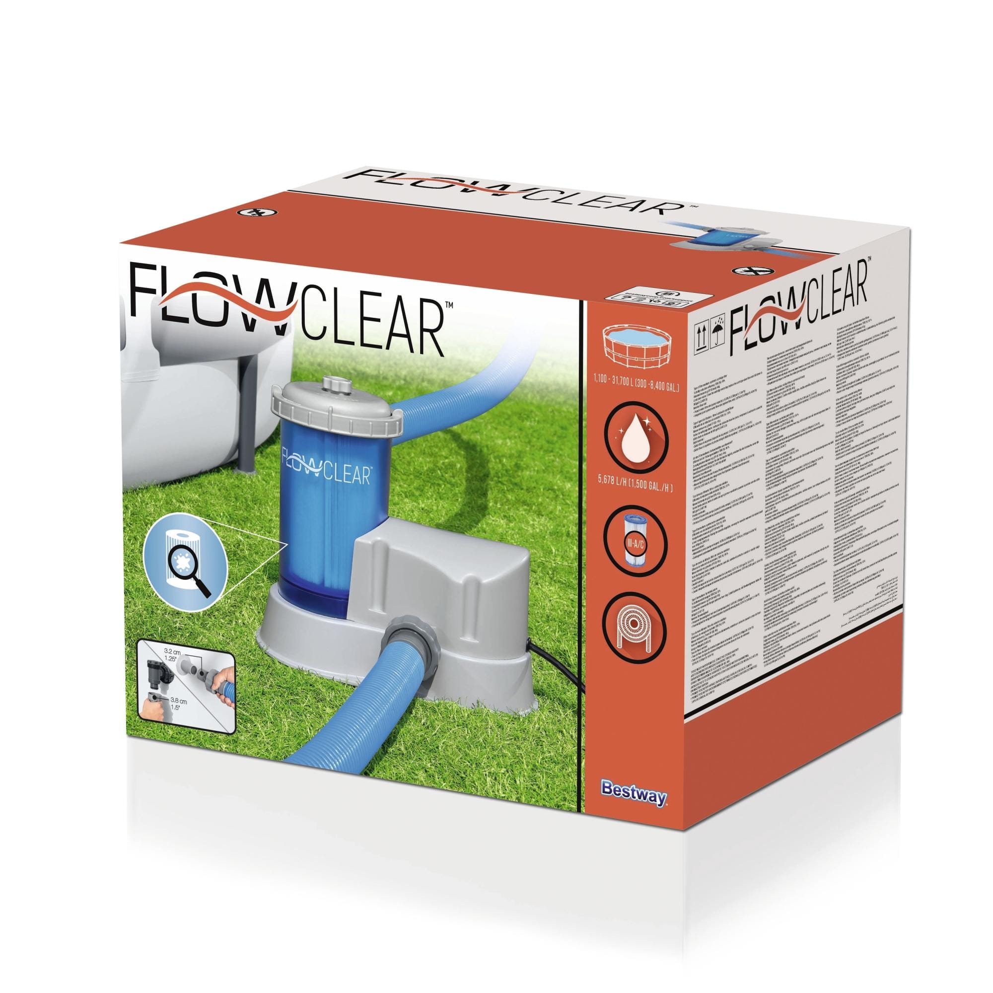 Accessoires Piscine Pompe de filtration à cartouche (type III), débit de la pompe : 5678L/h, pour piscines de 1100 à 31700L Bestway 5