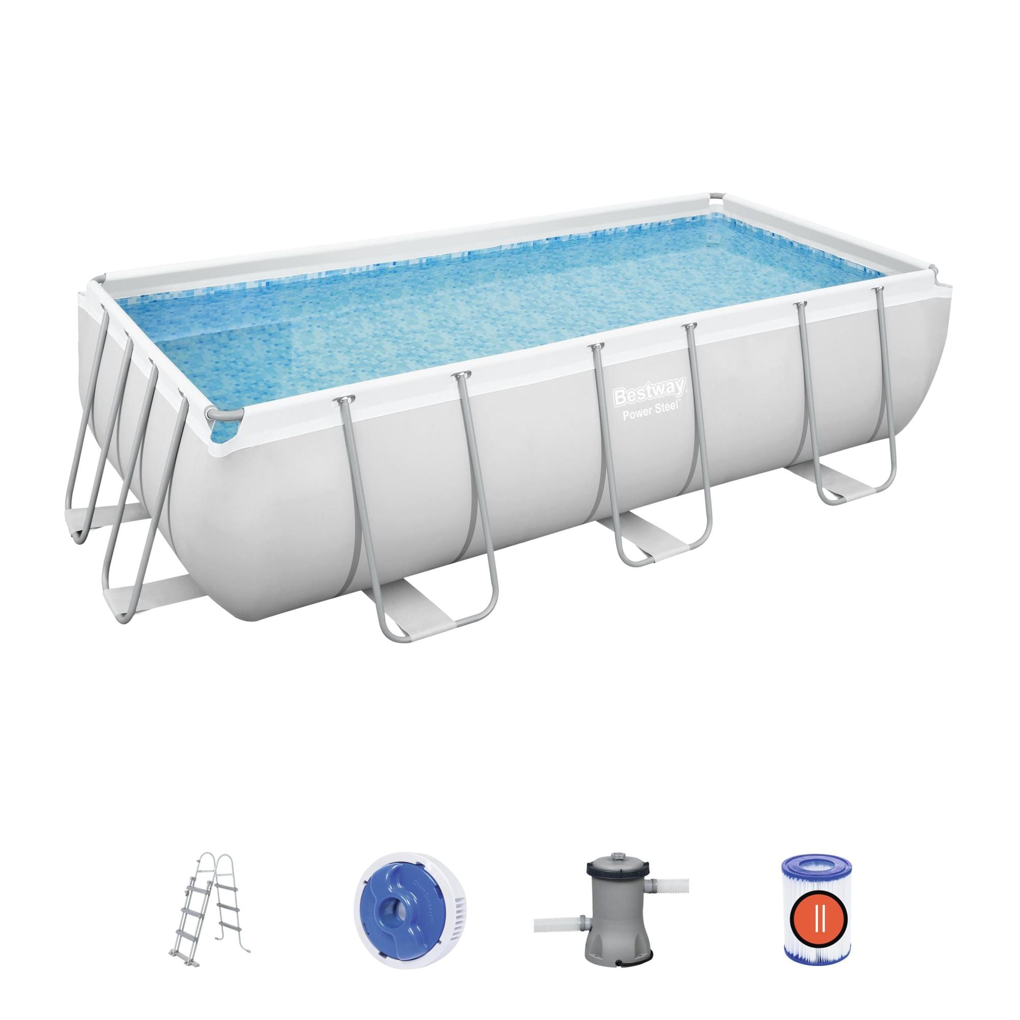 Piscine hors sol Piscine hors sol rectangle Power Steel gris clair 404x  201 x 100cm Bestway 1