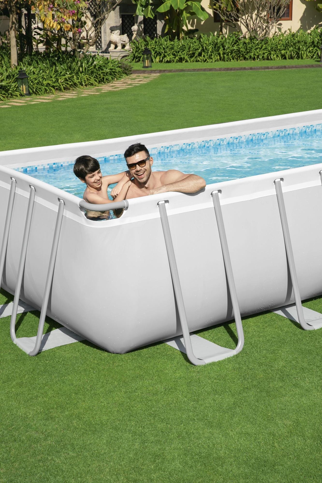 Piscine hors sol Piscine hors sol sans accessoire Power Steel rectangle 488x244x122cm gris clair Bestway 3