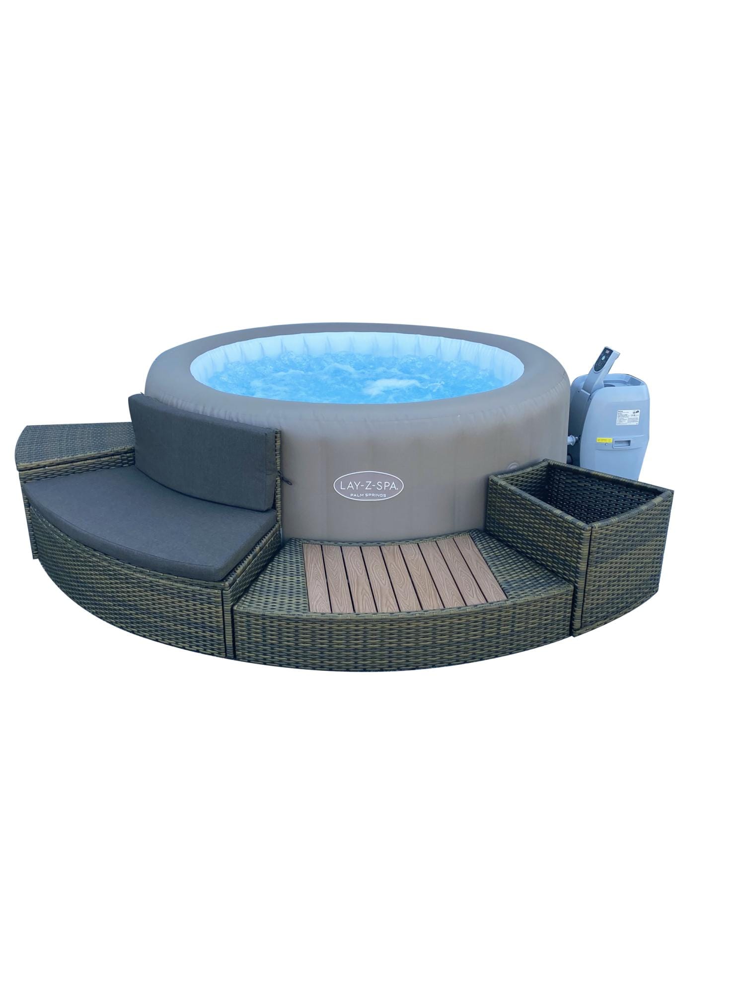 Accessoires piscine et spa Habillage spa rond en rotin gris anthracite 180cm Bestway 1