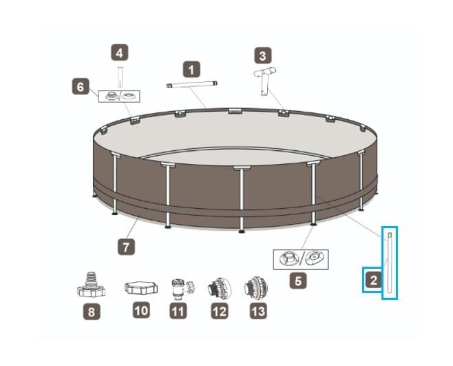 Pièces Détachées Pied vertical pour piscine Power Steel™ Bestway®  549 x 122 cm, ronde marron (2022) Bestway 3