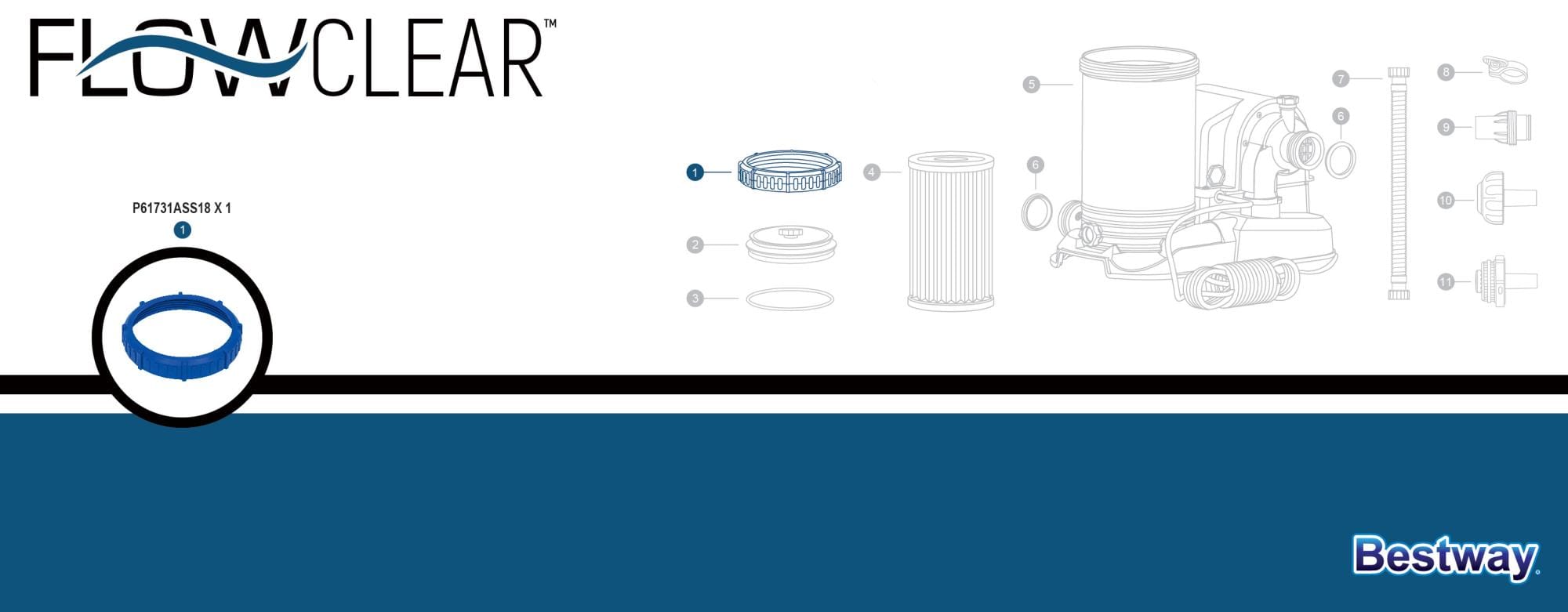 Pièces Détachées Bague de serrage pour les unités de filtration Flowclear™ Bestway® (9,463 l/h) Bestway 2