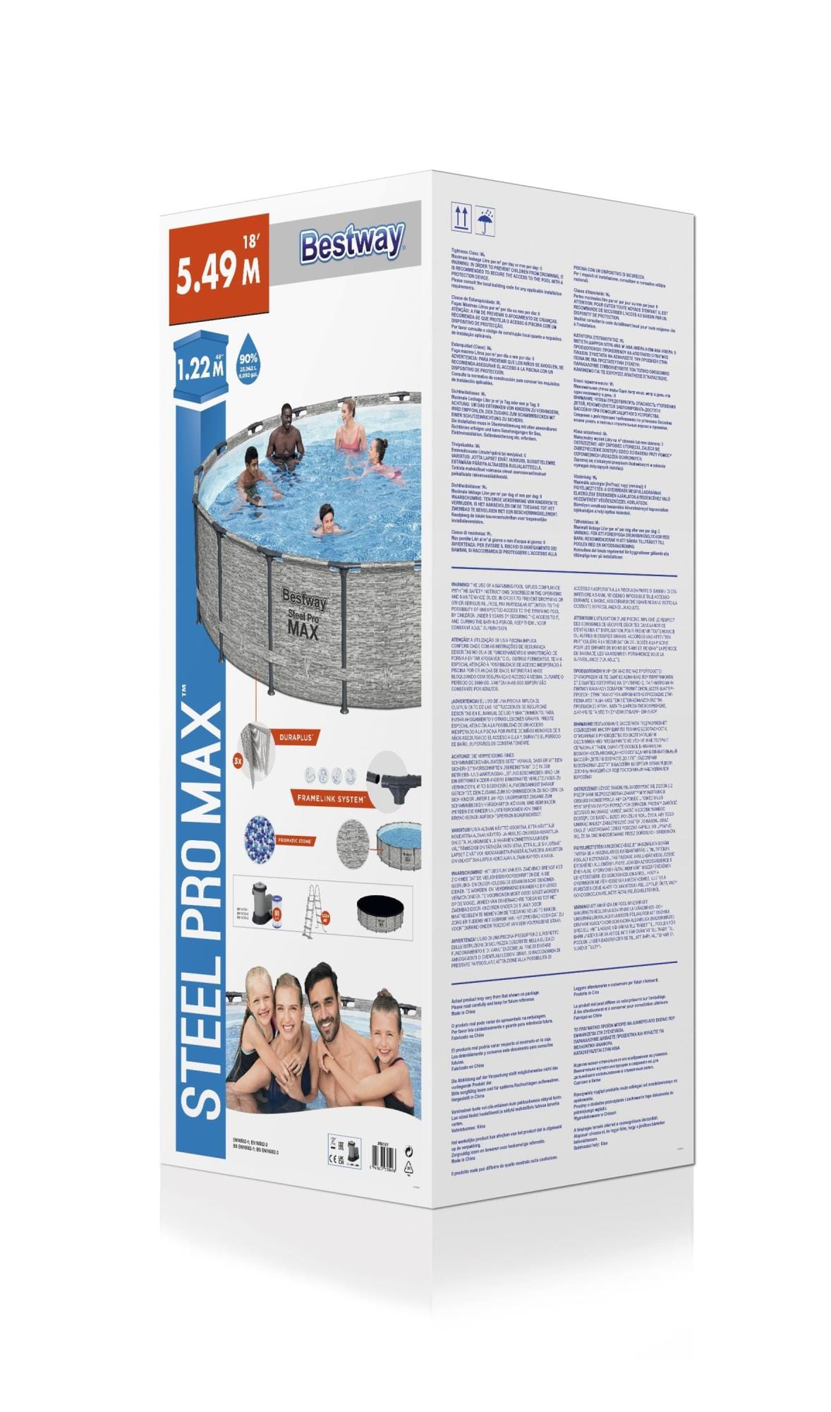 Piscine hors sol Piscine hors sol ronde Steel Pro Max 549 x 122 cm décor pierres Bestway 6