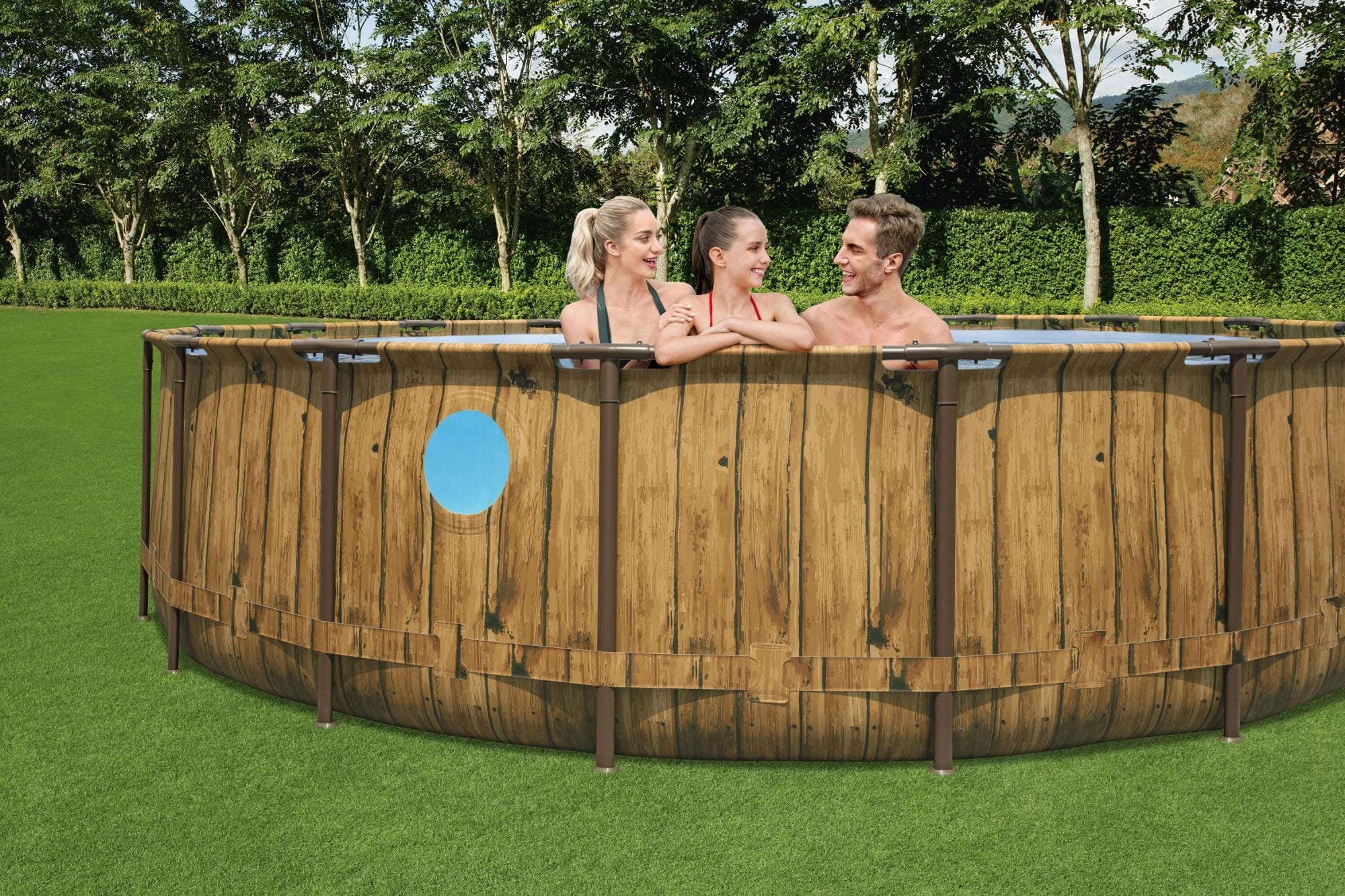 Piscine hors sol Piscine hors sol ronde Power Steel Swim Vista 549 x 122 cm motif bois Bestway 1