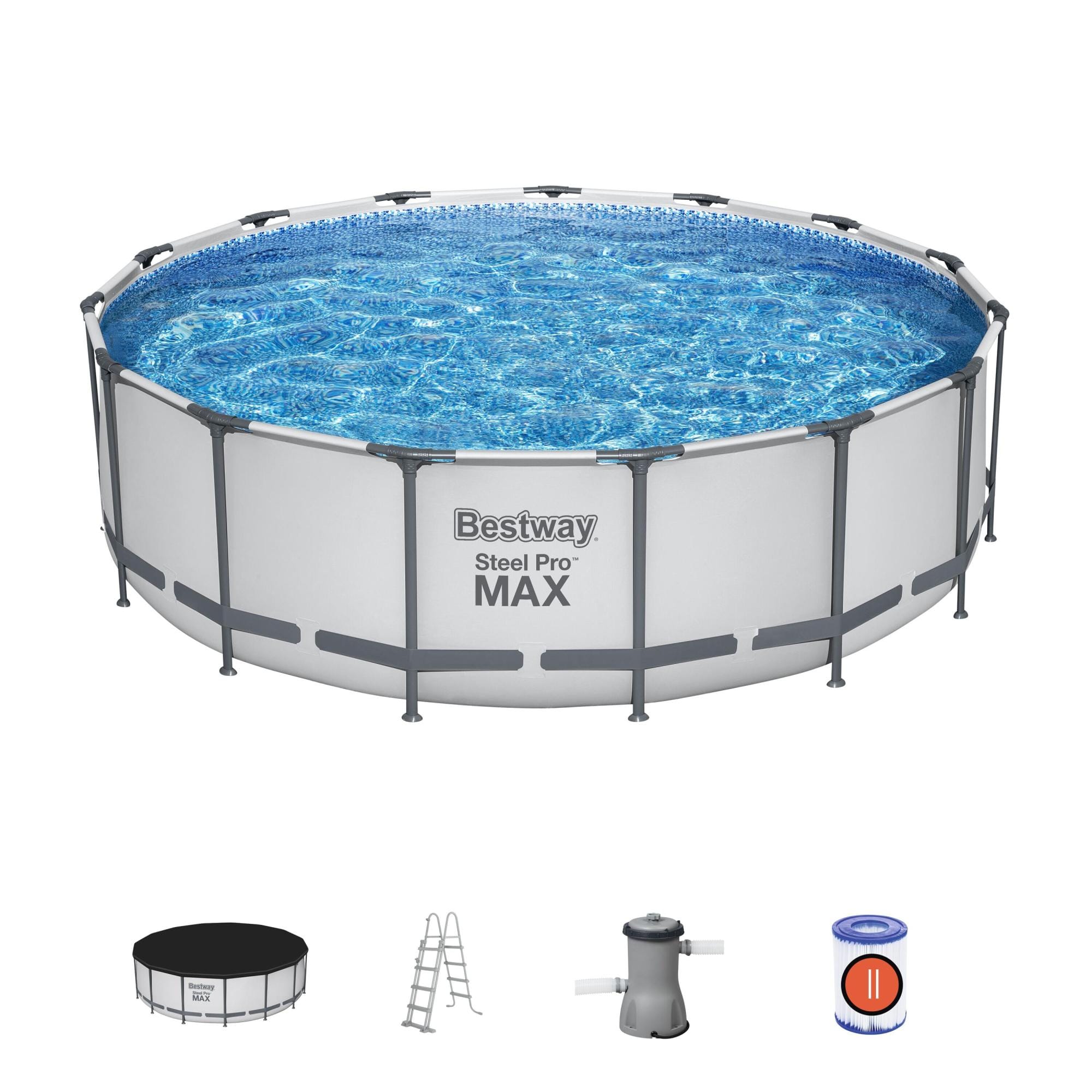Piscine hors sol Piscine hors sol ronde Steel Pro Max™ 457 x 122 cm avec filtre à cartouche, bâche, échelle Bestway 1