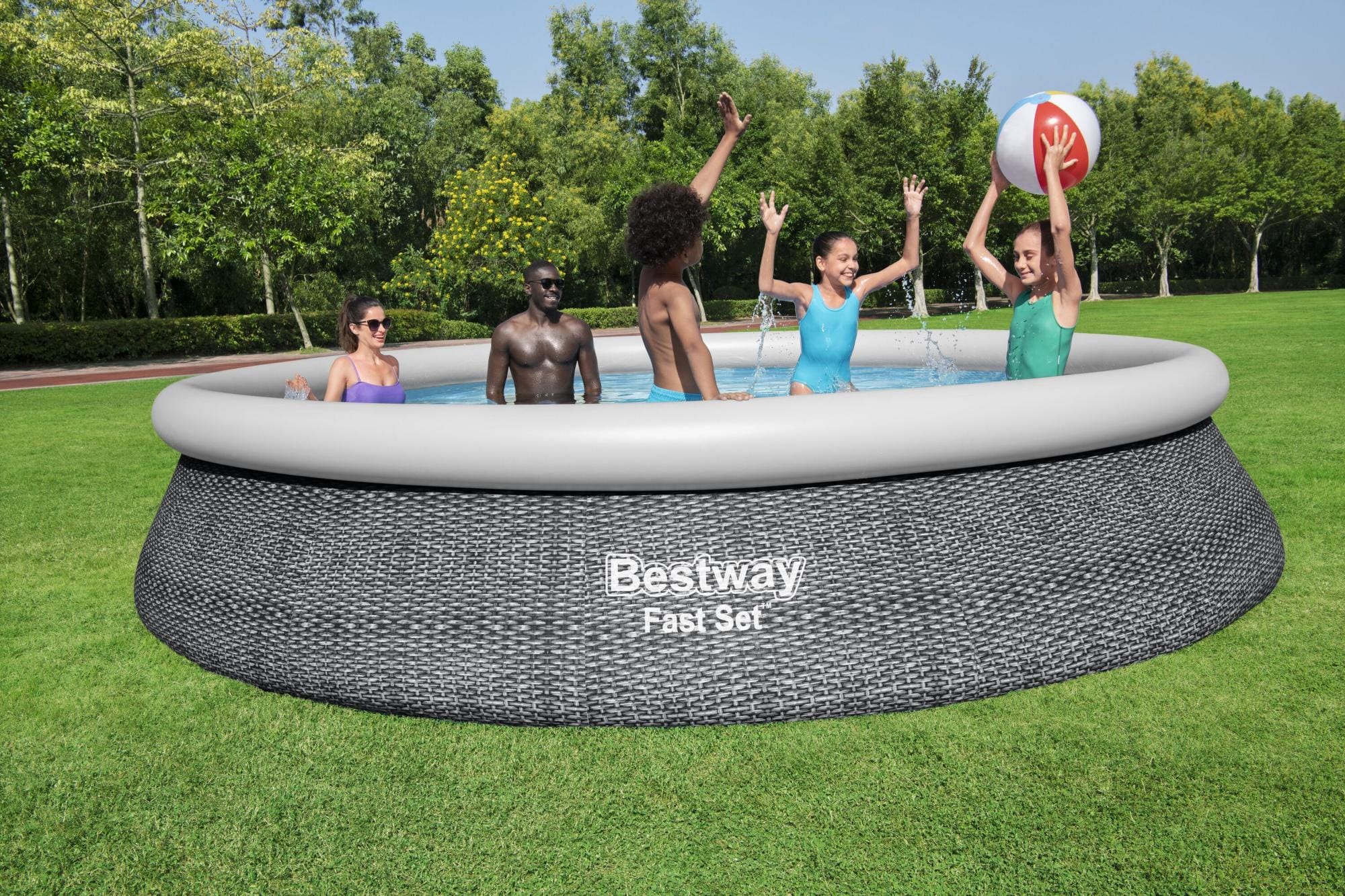 Piscine hors sol Piscine autoportante Fast Set ronde rotin 457 x 84 cm avec filtre Bestway 1