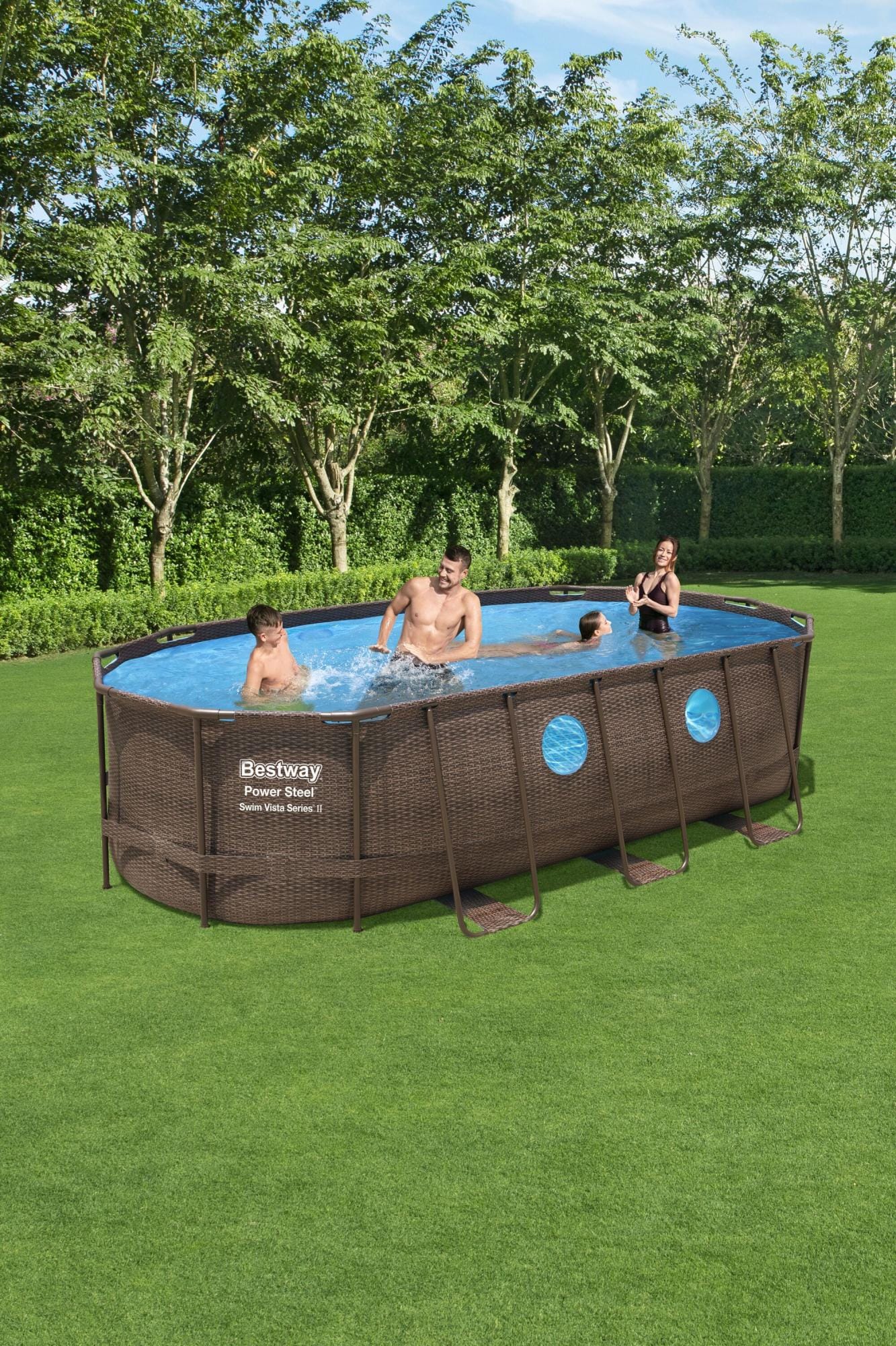 Piscine hors sol Piscine hors sol ovale Power Steel Swim Vista rotin 549 x 274 x 122 cm Bestway 1