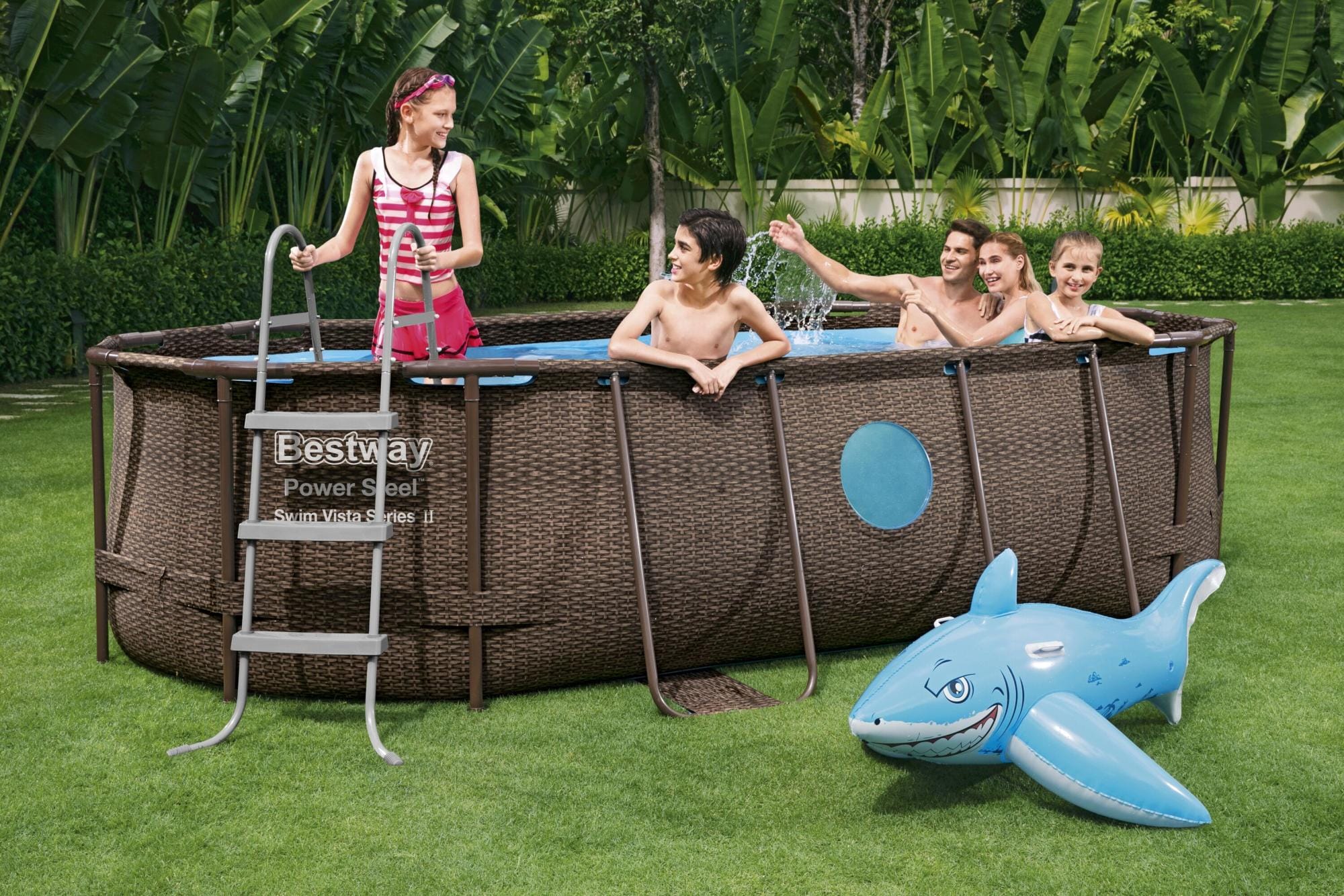 Piscine hors sol Piscine hors sol ovale Power Steel Swim Vista rotin 427 x 250 x 100cm Bestway 1