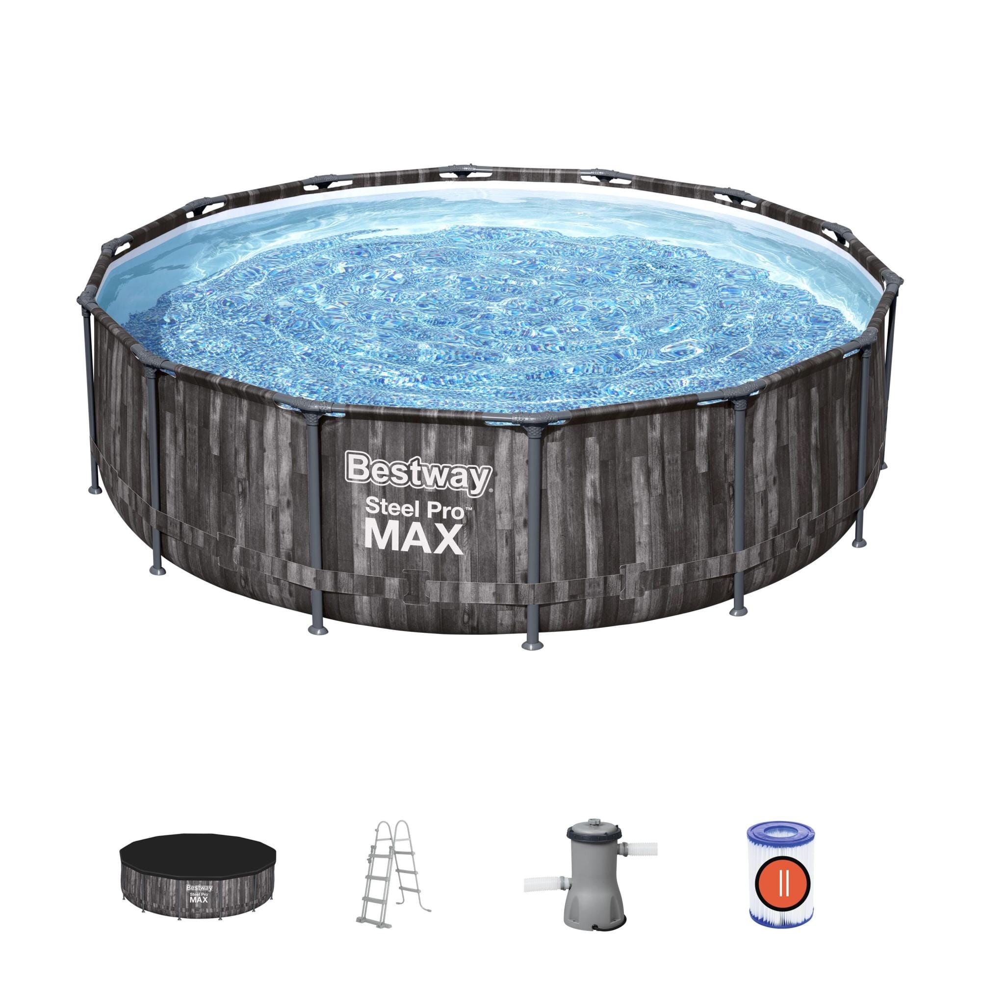 Piscine hors sol Piscine hors sol ronde Steel Pro Max 427 x 107 cm décor bois Bestway 1