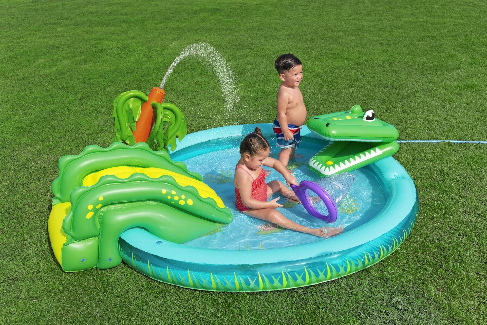 Jeux d'extérieur et trampoline Aire de jeux et piscine gonflable pour enfants Crocodile Cove Bestway 1