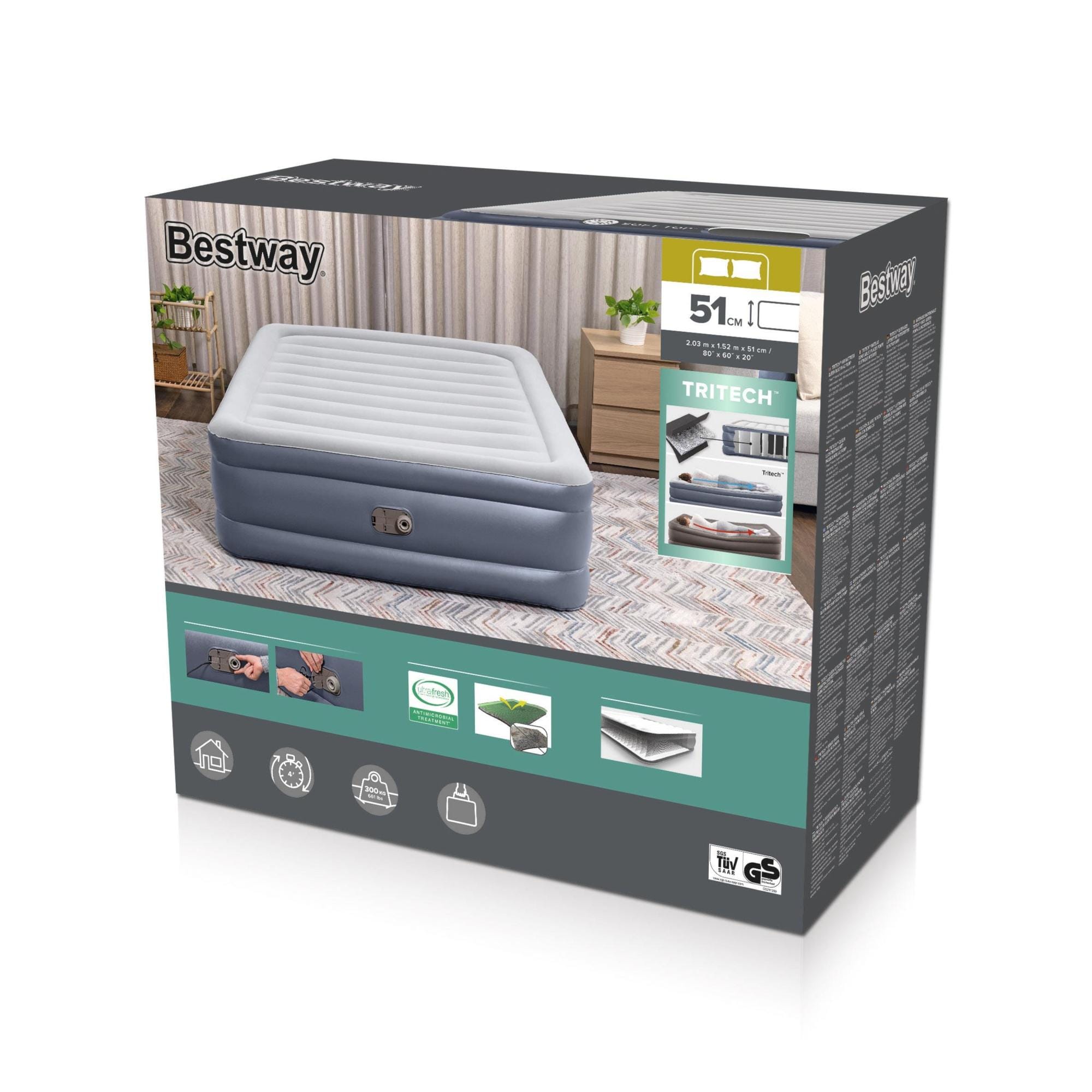 Matelas gonflables Lit gonflable 2 places 203 x 152 x 51 cm pompe électrique intégrée Bestway 19