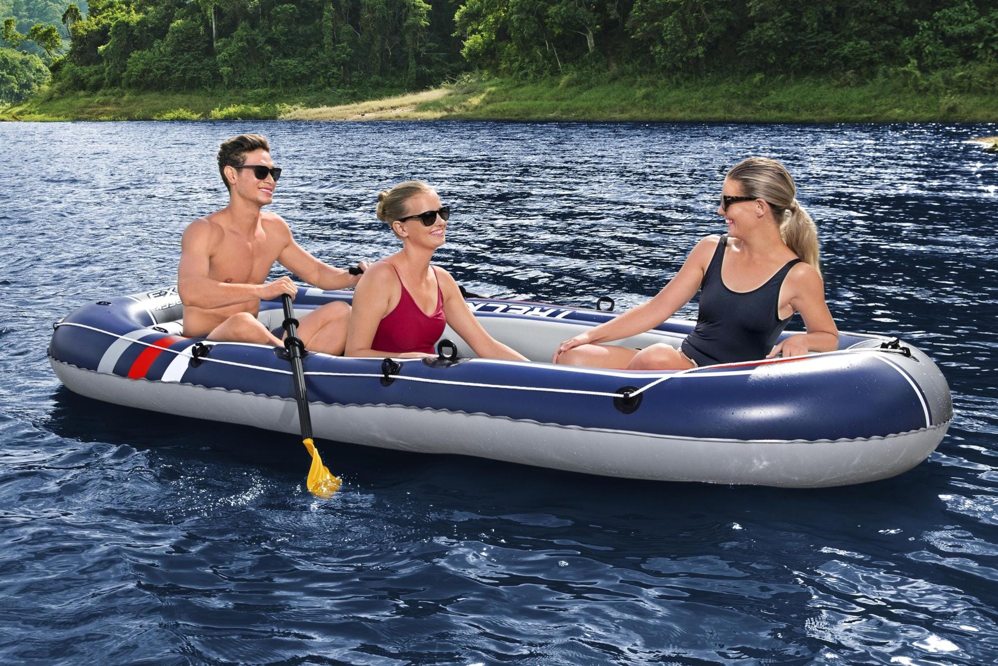 Bateaux, paddle et kayak Bateau gonflable Treck X3 set Hydro-Force™, 307 x 126 cm, 3 adultes et 1 enfant, 2 pagaies et une pompe à pied Bestway 1