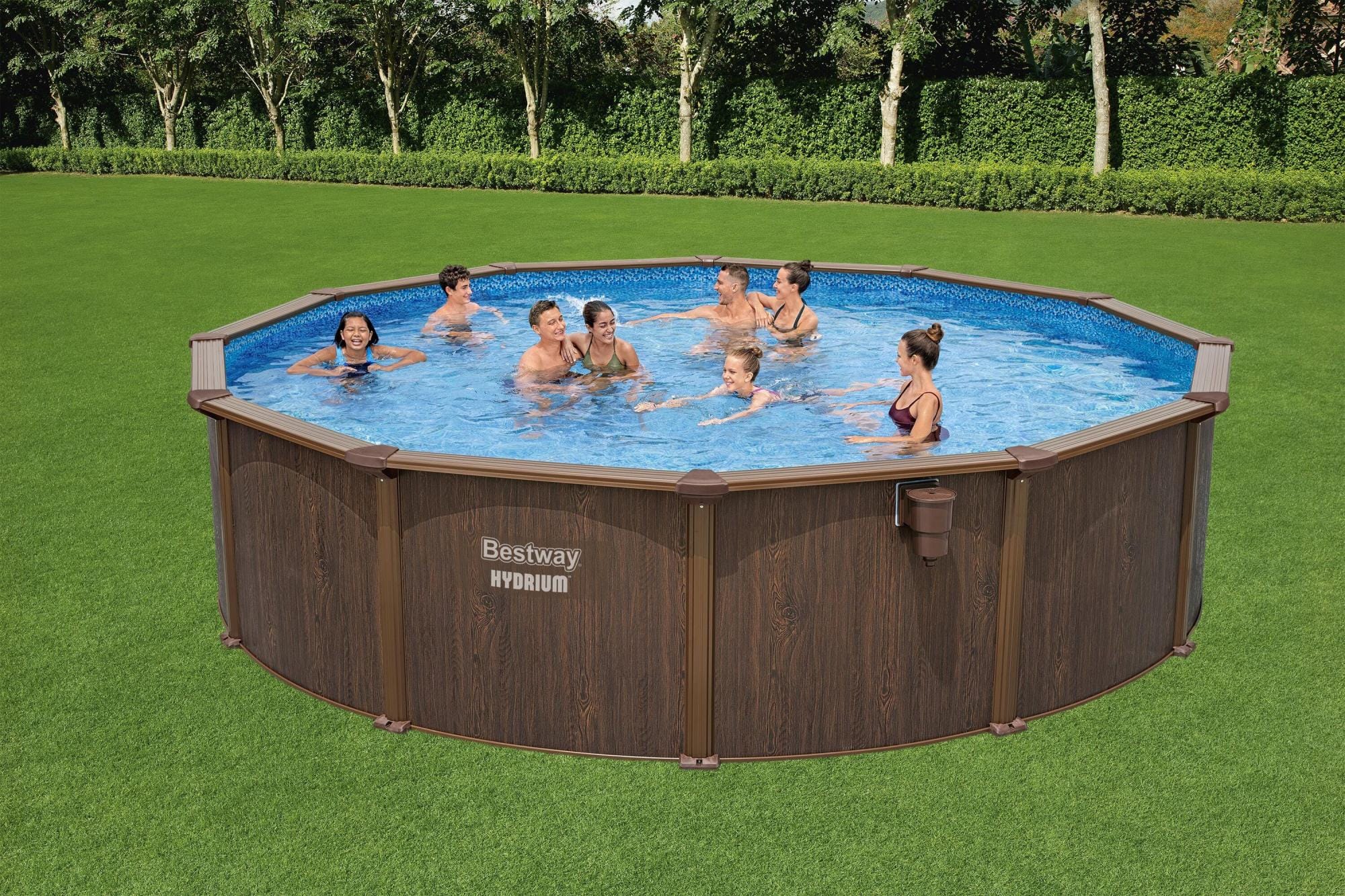 Piscine hors sol Piscine acier hors sol ronde Hydrium 550 x 130 cm effet bois Bestway 1