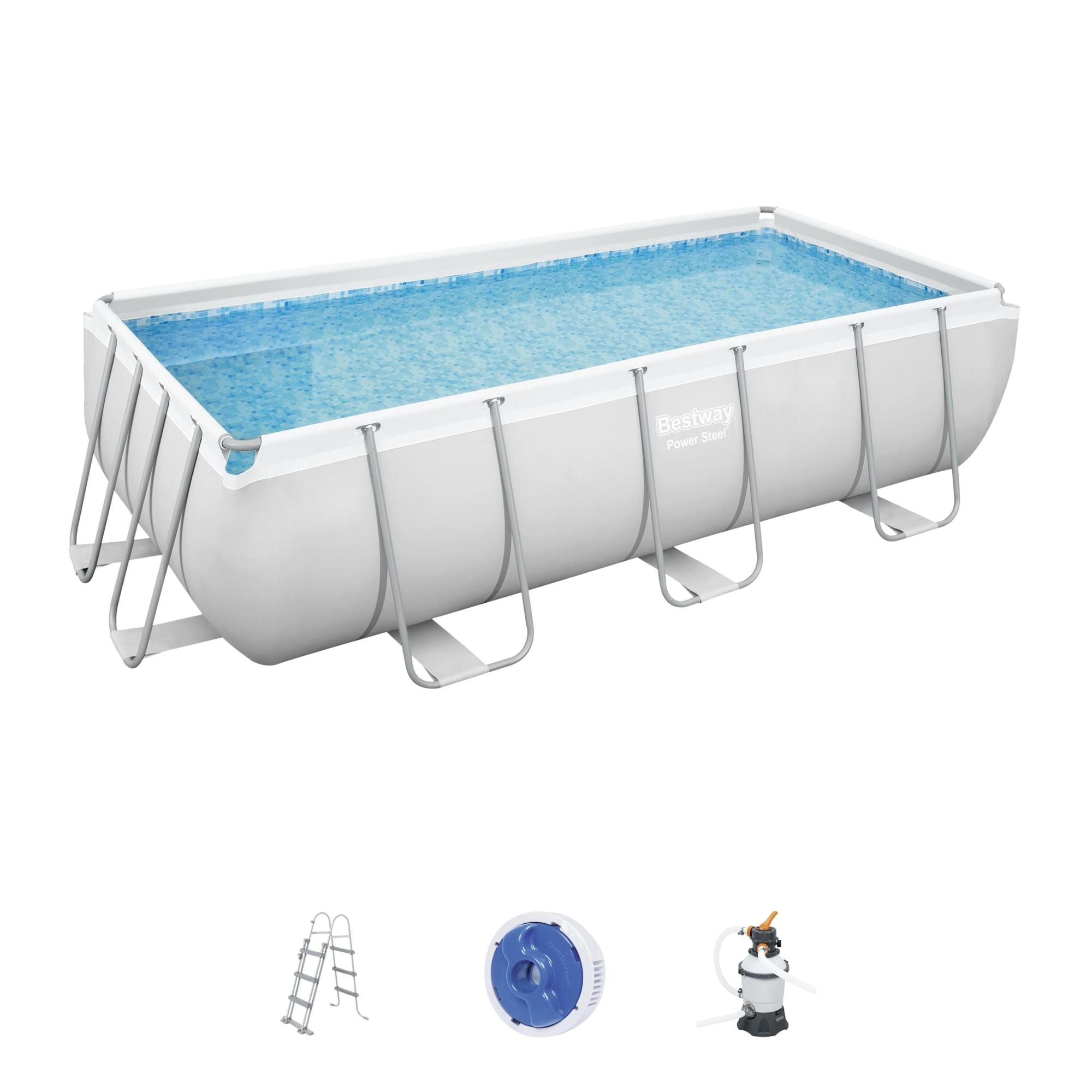 Piscine hors sol Piscine hors sol rectangle Power Steel 404 x 201 x 100 cm gris clair Bestway 1